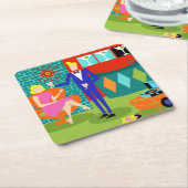 Retro Onderzetter van het Document van het Paar (Schuin)