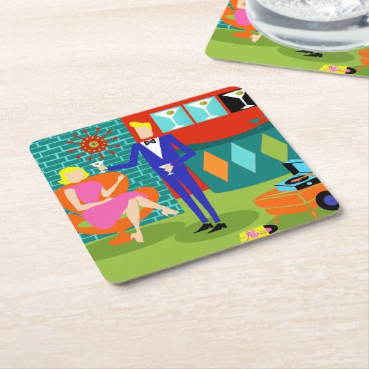 Retro Onderzetter van het Document van het Paar (Schuin)