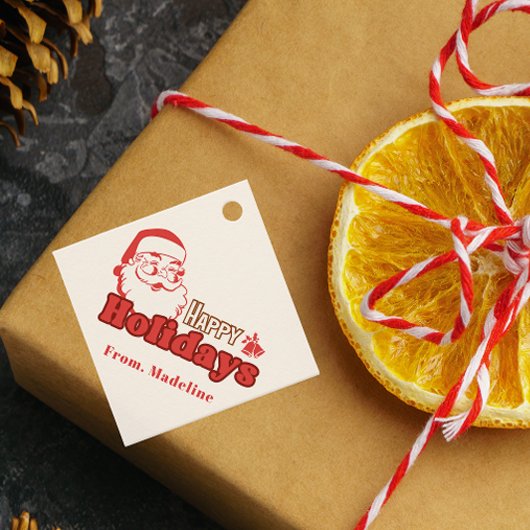 Retro ondeugende Kerstman Bedankjes Labels