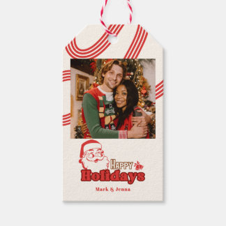 Retro ondeugende Kerstman Cadeaulabel