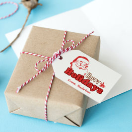 Retro ondeugende Kerstman Cadeaulabel