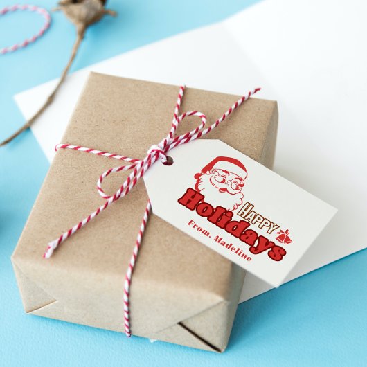 Retro ondeugende Kerstman Cadeaulabel