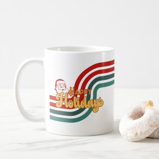 Retro ondeugende Kerstman Koffiemok (Met donut)