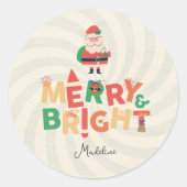 Retro ondeugende Kerstman Ronde Sticker (Voorkant)