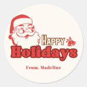 Retro ondeugende Kerstman Ronde Sticker (Voorkant)