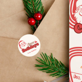 Retro ondeugende Kerstman Ronde Sticker