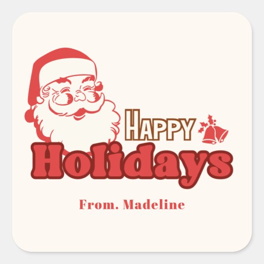 Retro ondeugende Kerstman Vierkante Sticker (Voorkant)