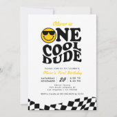 Retro One Cool Dude Smile Face Boy 1e verjaardag Kaart (Voorkant)