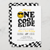 Retro One Cool Dude Smile Face Boy 1e verjaardag Kaart (Voorkant / Achterkant)