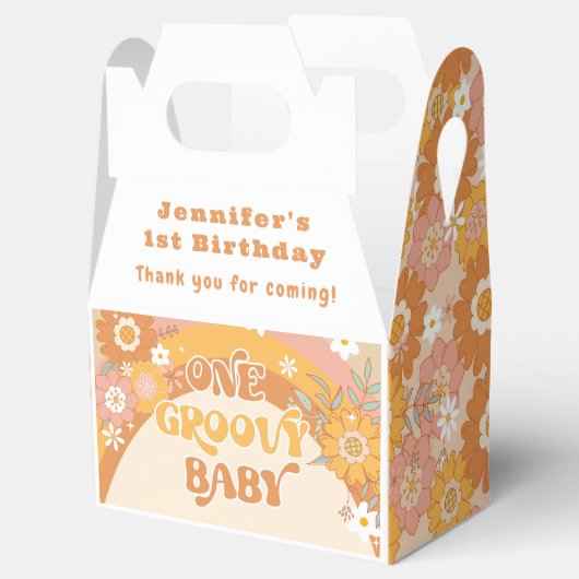 Retro One groovy baby jarig Bedankdoosjes (Geopend)