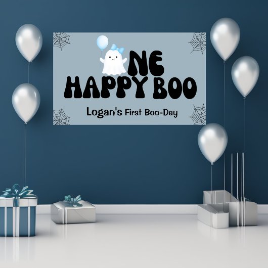Retro One Happy Boo Boy 1e verjaardagsfeestje Spandoek