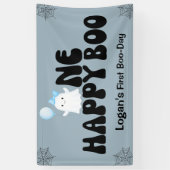 Retro One Happy Boo Boy 1e verjaardagsfeestje Spandoek (Verticaal)