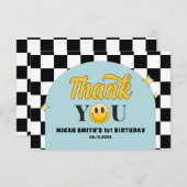 Retro One Happy Dude 1e Verjaardag Dank u Kaart (Voorkant / Achterkant)