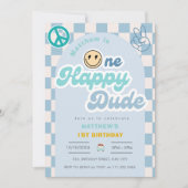 Retro One Happy Dude Groovy Boy 1e eerste verjaard Kaart (Voorkant)