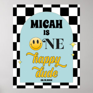 Retro One Happy Dude Verjaardag Welkomstbord Poster