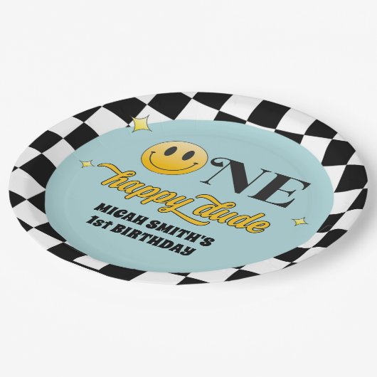 Retro One Happy Dude Verjaardagspapier Bord (Gekanteld)