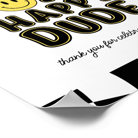 Retro One Happy Man First Birthday Welcome Sign Poster (Hoek)