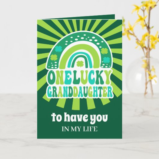 Retro One Lucky Granddochter St. Patrick's Day Kaart (Gele Bloem)