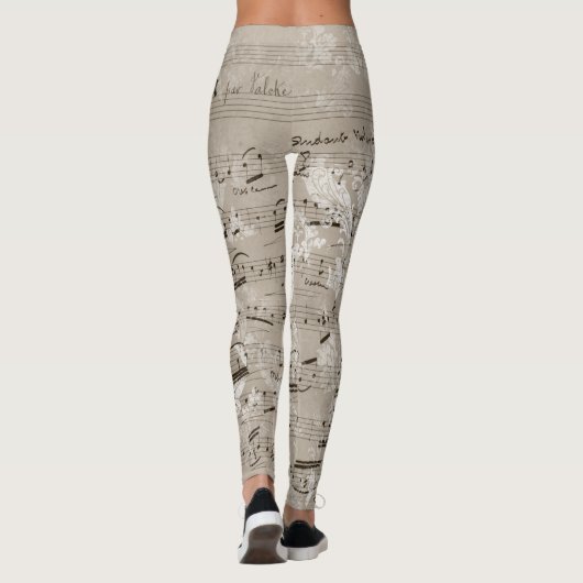 Retro one-of-a-kind efemera patronen vrouwen wit leggings (Achterkant)