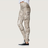 Retro one-of-a-kind efemera patronen vrouwen wit leggings (Links)