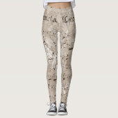 Retro one-of-a-kind efemera patronen vrouwen wit leggings (Voorkant)