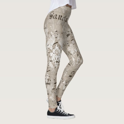 Retro one-of-a-kind efemera patronen vrouwen wit leggings (Rechts)