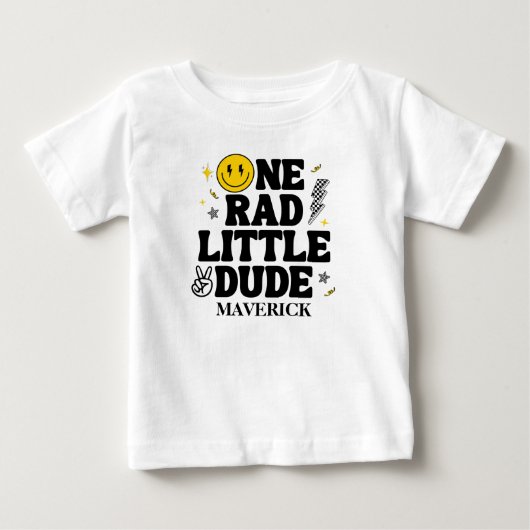 Retro One Rad Little Dude Smile Boy 1e Verjaardag (Voorkant)