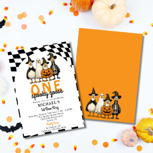Retro One Spooky Goose Halloween 1e Verjaardag Kaart