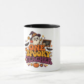 Retro One Spooky Teacher Groovy Halloween Mok (Midden)