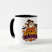 Retro One Spooky Teacher Groovy Halloween Mok (Voorkant links)