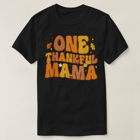 Retro One Thankful Mama Fall Autumn Happy Thanksgi T-shirt (Design voorkant)
