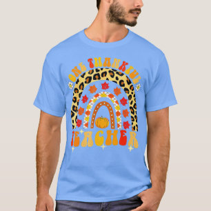 Retro One Thankful Teacher Funny Thanksgiving Rain T-shirt