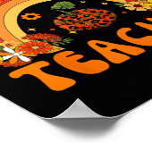 Retro One Thankful Teacher Thanksgiving Herfst Man Poster (Hoek)