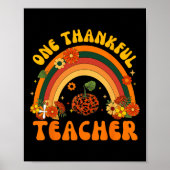 Retro One Thankful Teacher Thanksgiving Herfst Man Poster (Voorkant)