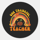 Retro One Thankful Teacher Thanksgiving Herfst Man Ronde Sticker (Voorkant)