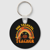 Retro One Thankful Teacher Thanksgiving Herfst Man Sleutelhanger (Voorkant)