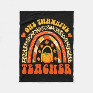 Retro One Thankful Thanksgiving Pumpkins F Fleece Deken