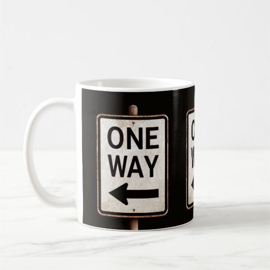 Retro ONE WAY roestig straatbord Koffiemok (Links)