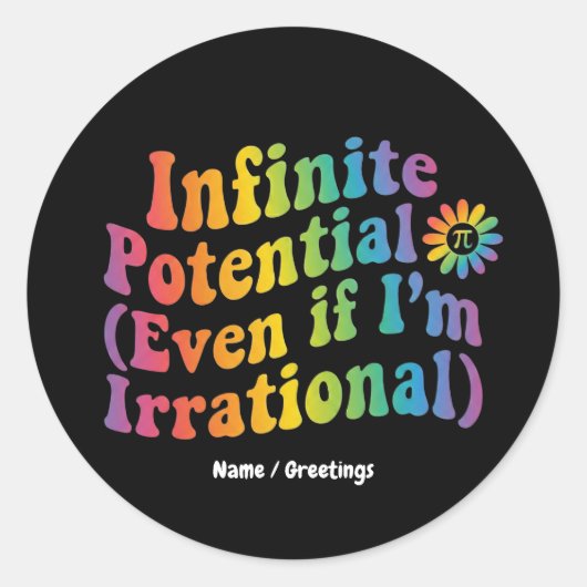 Retro Oneindig Potentieel Irrationele Pi Dag Wisku Ronde Sticker (Voorkant)
