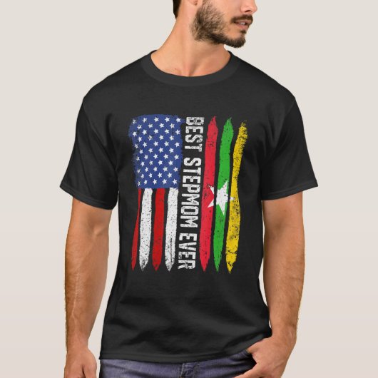 Retro ons Myanmar Flag Best Stepmam Ever Moeder's T-shirt (Voorkant)