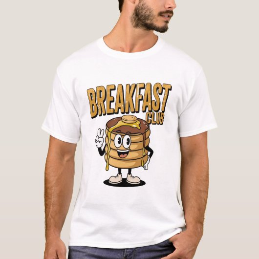 Retro Ontbijt Club Pancake Stack | Funny Foodie T-shirt (Voorkant)