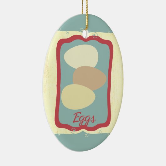 Retro ontbijt eten icoon eieren Kerst ornament (Rechts)