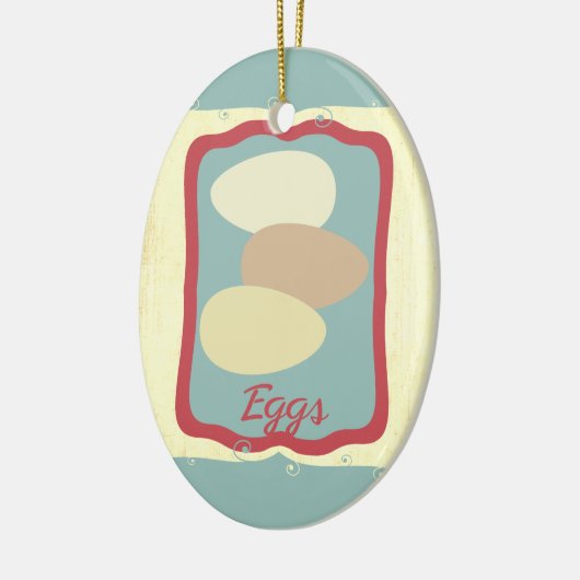Retro ontbijt eten icoon eieren Kerst ornament (Links)