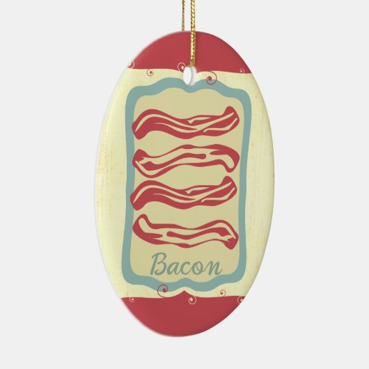 Retro ontbijt eten pictogram spek Kerst ornament (Rechts)