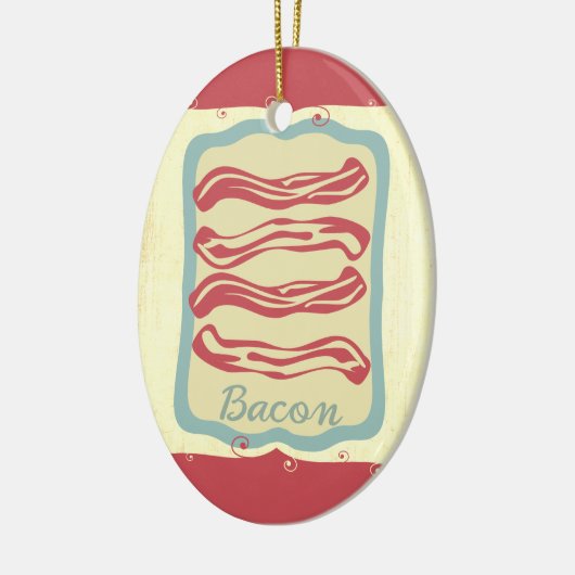 Retro ontbijt eten pictogram spek Kerst ornament (Links)