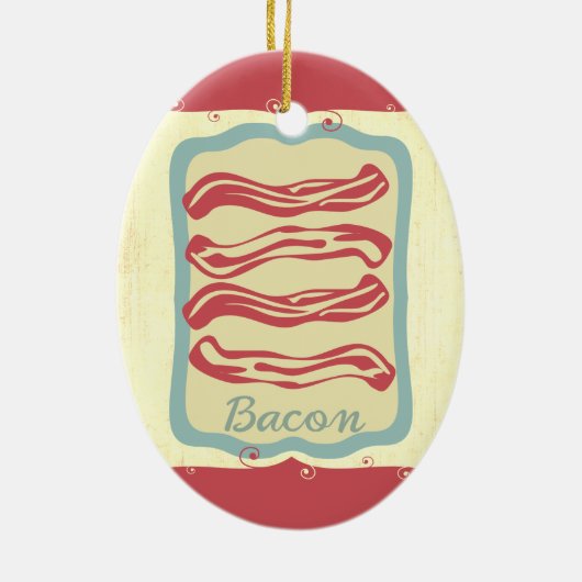 Retro ontbijt eten pictogram spek Kerst ornament (Achterkant)