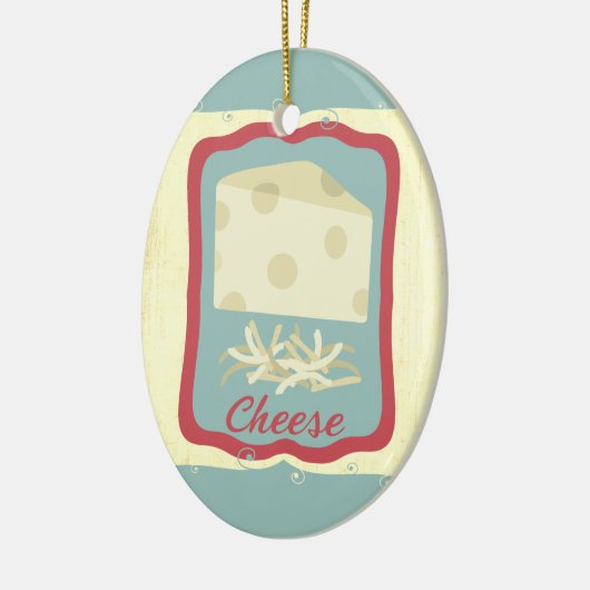 Retro ontbijt Zwitserse kaas Kerst ornament (Links)