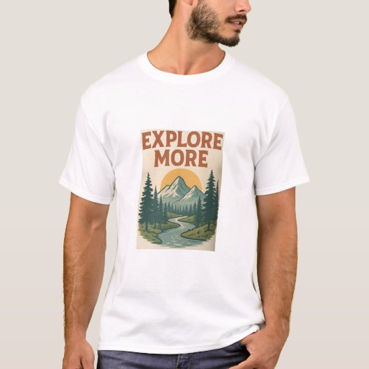 Retro "Ontdek meer" Mountain Adventure T-shirt (Voorkant)