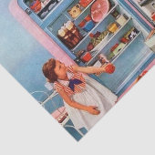 retro ontkoppelingsvrouw keuken tissuepapier (Detail)