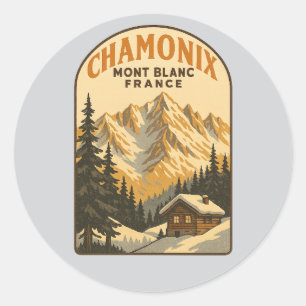 Retro ontsnapping naar Chamonix Mont Blanc Ronde Sticker